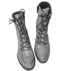 Eric Michael Gray Leather Lace Up Ankle Bootie Size 36